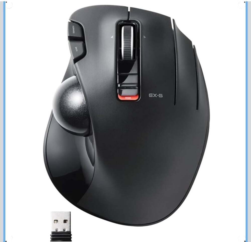 ELECOM EX-G Wireless Thumb-Operated Trackball Mouse M-XT3DRBK-G